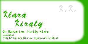 klara kiraly business card
